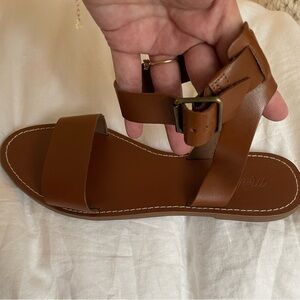 Madewell Cognac Leather Ankle-Strap Sandals Size 11 Summer Spring